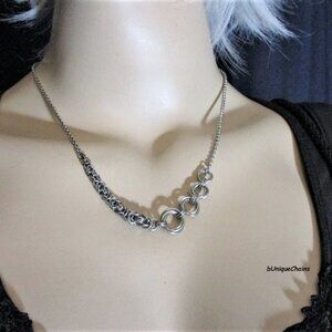 Chain Link Choker Spirals Byzantine + Handmade Steel o rings b Unique Chains